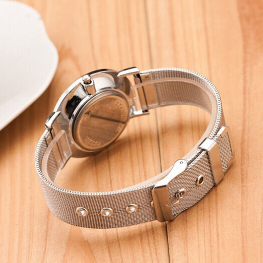 Reloj de Malla Acero Inoxidable Geneva Ultra Delgado para Hombres y Mujeres Negocios - Image 17