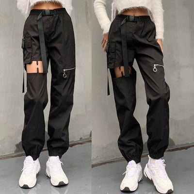 Pantalones Cargo Punk de Cintura Alta con Cremalleras Huecas - Image 7