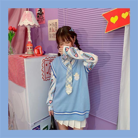 Conjunto Dos Piezas Chaleco y Blusa Tejida de Manga Larga para Amigas - Image 16