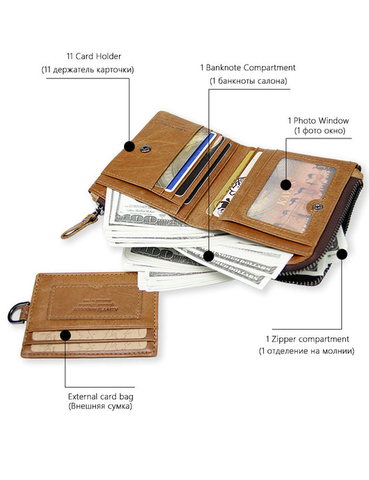 Billetera Vintage de Cuero para Hombre con Compartimentos Multifuncionales - Image 7