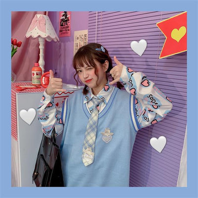 Conjunto Dos Piezas Chaleco y Blusa Tejida de Manga Larga para Amigas - Image 22