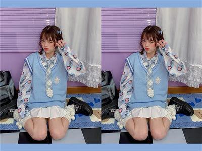 Conjunto Dos Piezas Chaleco y Blusa Tejida de Manga Larga para Amigas - Image 24