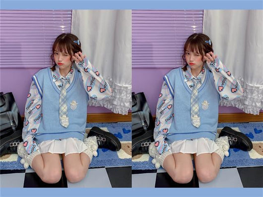 Conjunto Dos Piezas Chaleco y Blusa Tejida de Manga Larga para Amigas - Image 24