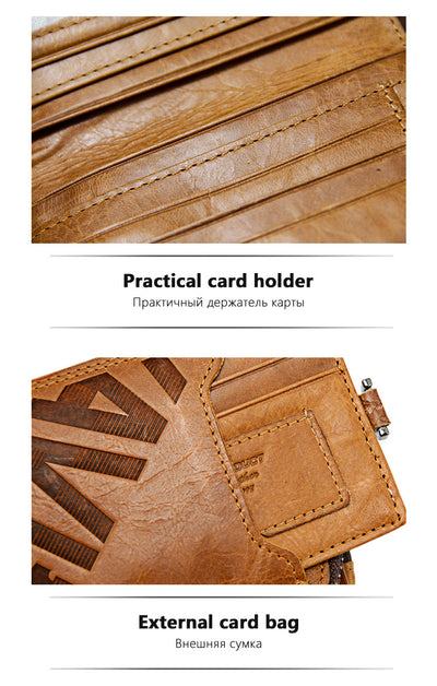 Billetera Vintage de Cuero para Hombre con Compartimentos Multifuncionales - Image 9