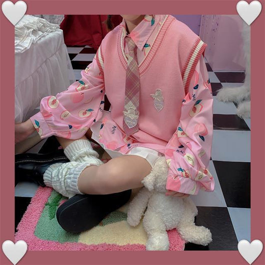 Conjunto Dos Piezas Chaleco y Blusa Tejida de Manga Larga para Amigas - Image 36