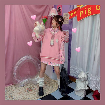 Conjunto Dos Piezas Chaleco y Blusa Tejida de Manga Larga para Amigas - Image 40