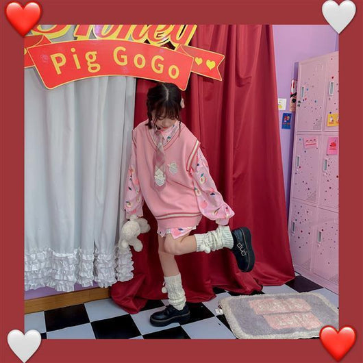 Conjunto Dos Piezas Chaleco y Blusa Tejida de Manga Larga para Amigas - Image 43