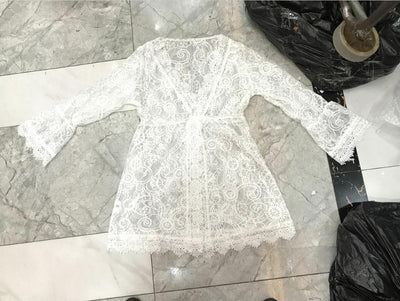 Vestido Largo de Encaje Resort Elegante con Manga Larga y Escote en V - Image 13