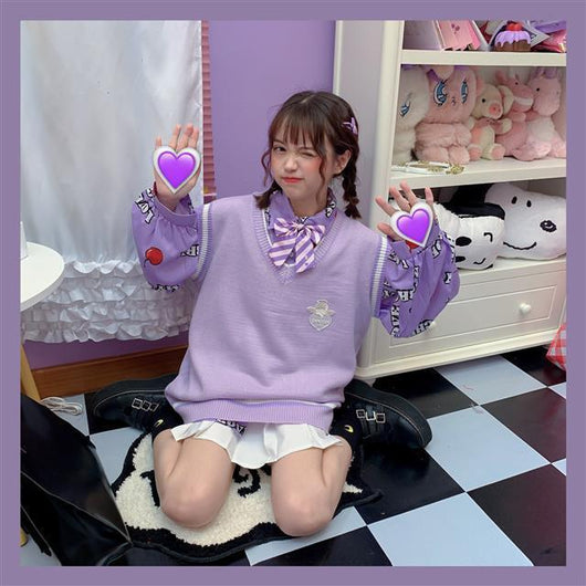 Conjunto Dos Piezas Chaleco y Blusa Tejida de Manga Larga para Amigas - Image 47