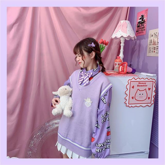 Conjunto Dos Piezas Chaleco y Blusa Tejida de Manga Larga para Amigas - Image 50