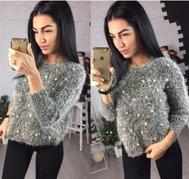 Suéter Suelto de Seda Brillante con Cuentas para Mujer - Image 17