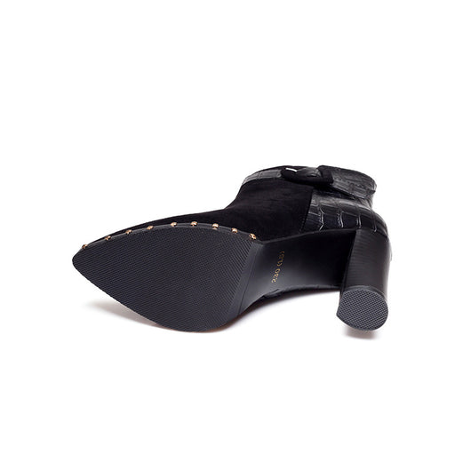 Botas Cortas para Mujer con Punta Afilada y Hebilla de Patrón Serpiente en Gamuza - Image 22