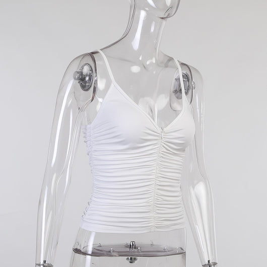 Chaleco Slim Ajustado de Escote U con Pliegues y Cierre - Image 13