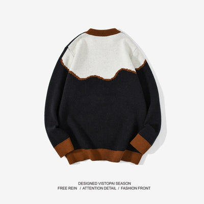 Suéter Tejido Holgado Cuello Redondo Tendencia Coreana para Parejas - Image 11