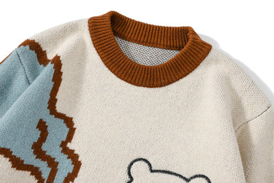 Suéter Tejido Holgado Cuello Redondo Tendencia Coreana para Parejas - Image 12