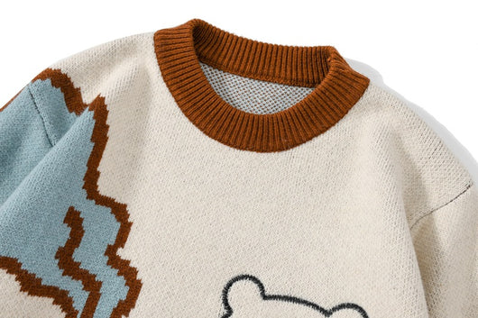Suéter Tejido Holgado Cuello Redondo Tendencia Coreana para Parejas - Image 12