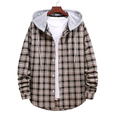 Camisa a Cuadros con Capucha para Parejas - Manga Larga Hombre - Image 11