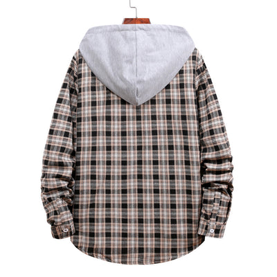 Camisa a Cuadros con Capucha para Parejas - Manga Larga Hombre - Image 12
