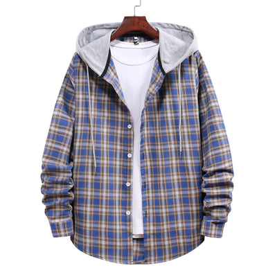 Camisa a Cuadros con Capucha para Parejas - Manga Larga Hombre - Image 13