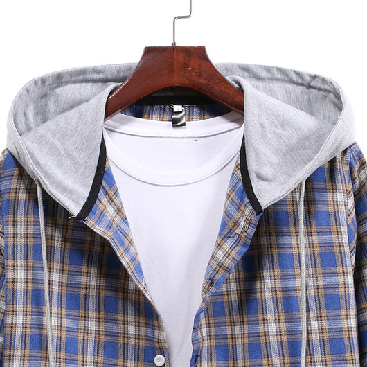 Camisa a Cuadros con Capucha para Parejas - Manga Larga Hombre - Image 15