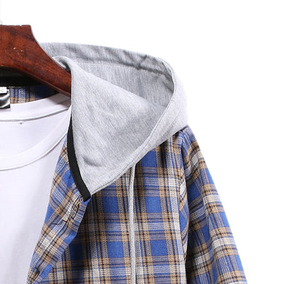 Camisa a Cuadros con Capucha para Parejas - Manga Larga Hombre - Image 16