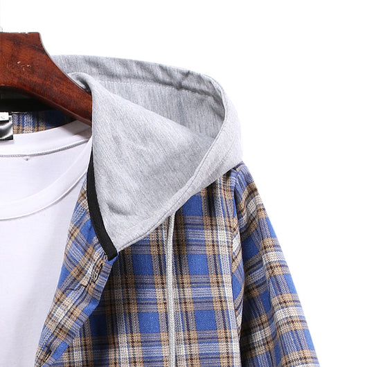 Camisa a Cuadros con Capucha para Parejas - Manga Larga Hombre - Image 16