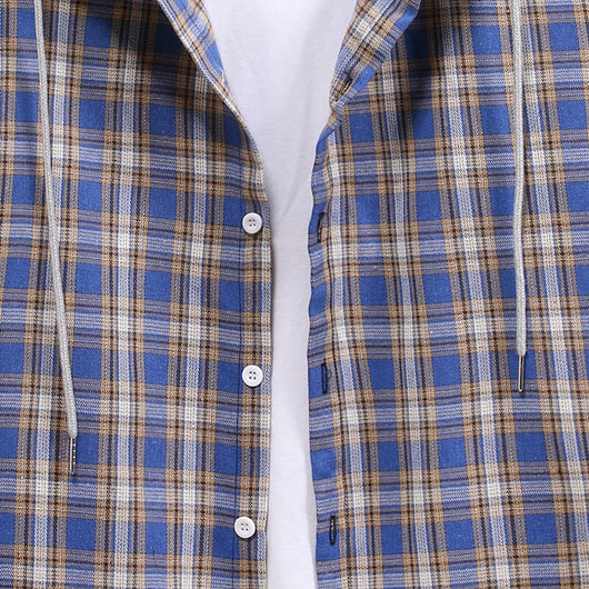Camisa a Cuadros con Capucha para Parejas - Manga Larga Hombre - Image 17