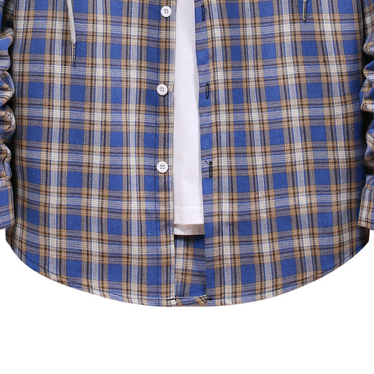 Camisa a Cuadros con Capucha para Parejas - Manga Larga Hombre - Image 19