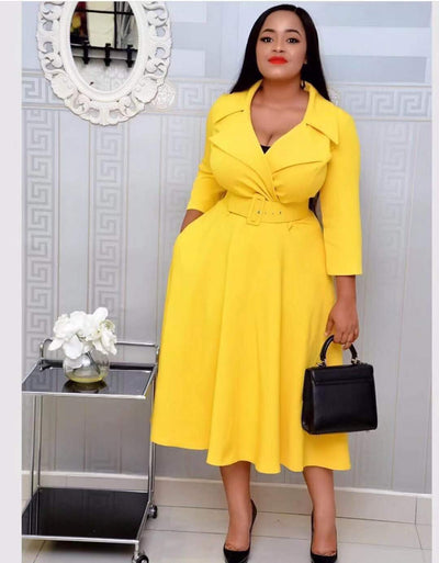 Vestido Africano Elegante con Cinturón - Diseño A-Línea Ajustado - Image 9
