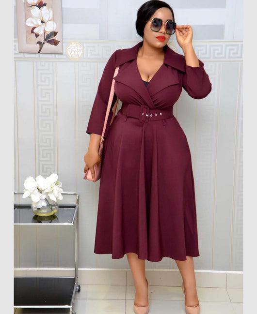 Vestido Africano Elegante con Cinturón - Diseño A-Línea Ajustado - Image 13