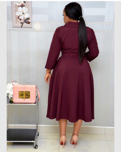 Vestido Africano Elegante con Cinturón - Diseño A-Línea Ajustado - Image 14