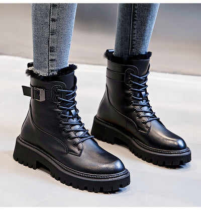 Botas Martin de Cachemira con Tacón Grueso y Tubo Medio en Lana - Image 12