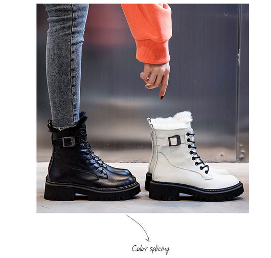 Botas Martin de Cachemira con Tacón Grueso y Tubo Medio en Lana - Image 15