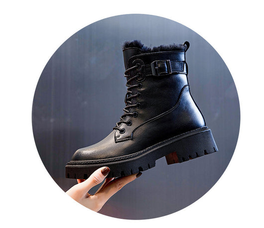 Botas Martin de Cachemira con Tacón Grueso y Tubo Medio en Lana - Image 16
