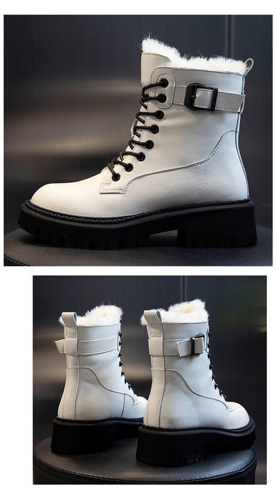 Botas Martin de Cachemira con Tacón Grueso y Tubo Medio en Lana - Image 18