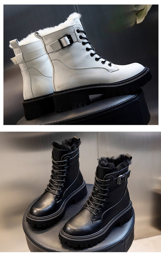 Botas Martin de Cachemira con Tacón Grueso y Tubo Medio en Lana - Image 19