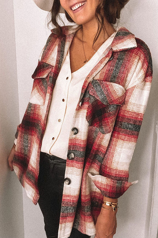 Camisa de Manga Larga con Cuadros y Costuras en Solapa para Mujer - Image 11