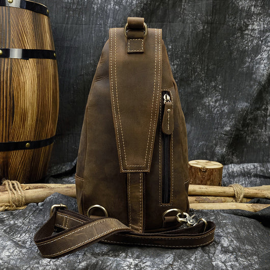 Bolso Bandolera de Cuero Retro Crazy Horse para Hombre - Image 7