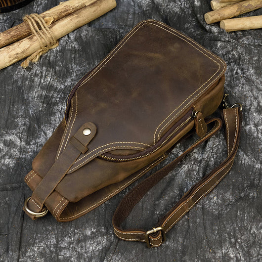 Bolso Bandolera de Cuero Retro Crazy Horse para Hombre - Image 9