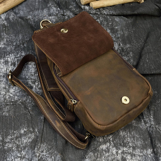 Bolso Bandolera de Cuero Retro Crazy Horse para Hombre - Image 14