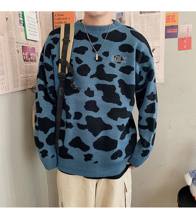 Suéter Jacquard Estampado Vaca Oversized Cuello Redondo - Image 17