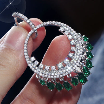 Aretes de Diamante Lujo con Circonita Micro Incrustada y Borla Circular Grande - Image 8