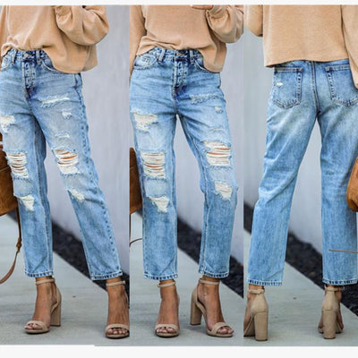 Pantalones Rectos Rotos Mid-Waist Estilo Hipster Urbano - Image 7