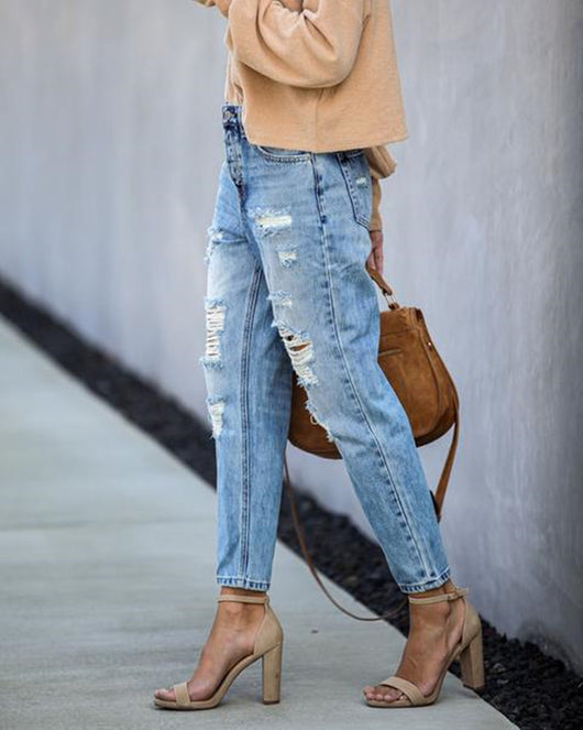 Pantalones Rectos Rotos Mid-Waist Estilo Hipster Urbano - Image 8