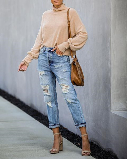 Pantalones Rectos Rotos Mid-Waist Estilo Hipster Urbano - Image 14