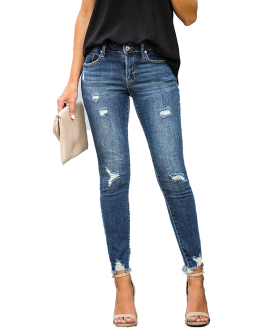 Jeans Slim Fit Rotos con Bordes Crudos - Image 5