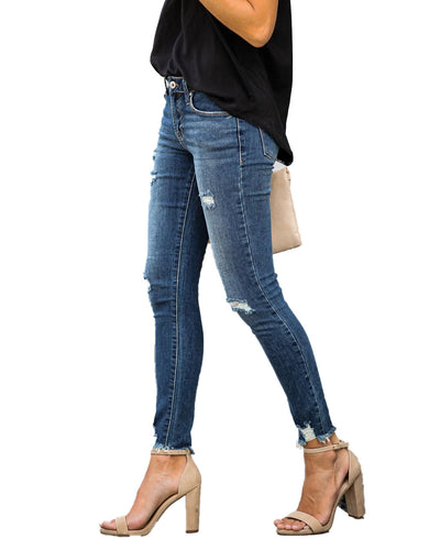 Pantalones Slim Fit Rotos con Bordes Crudos - Image 8