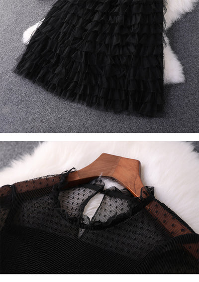 Vestido Largo Ajustado de Malla Elástica con Cintura Alta y Manga Larga - Image 8