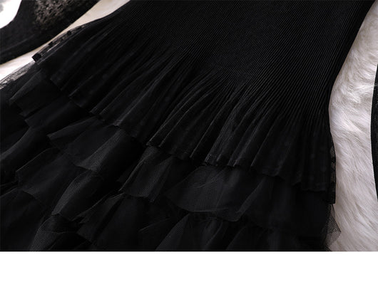 Vestido Largo Ajustado de Malla Elástica con Cintura Alta y Manga Larga - Image 14
