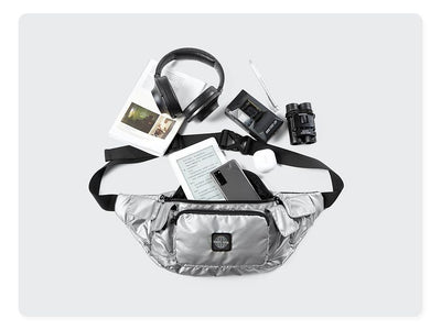 Bolsa de Pecho Harajuku Cuadros Plateados para Hombre - Image 7